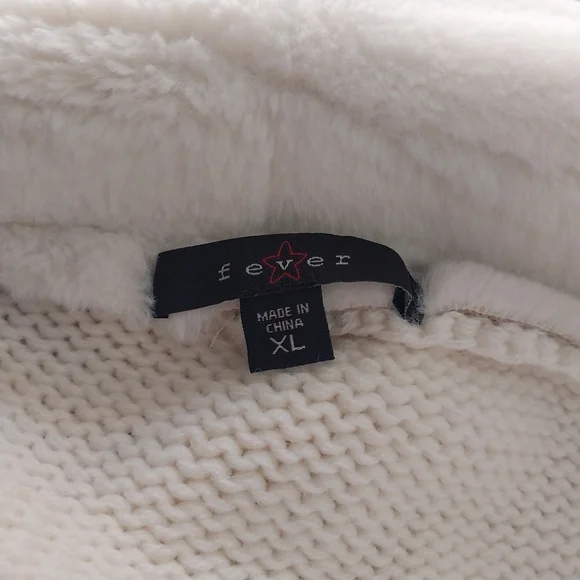 Fever Women's XL Cascade Collar Beige/Tan Knit Faux Suede & Sherpa Knit Jacket - Picture 5 of 13